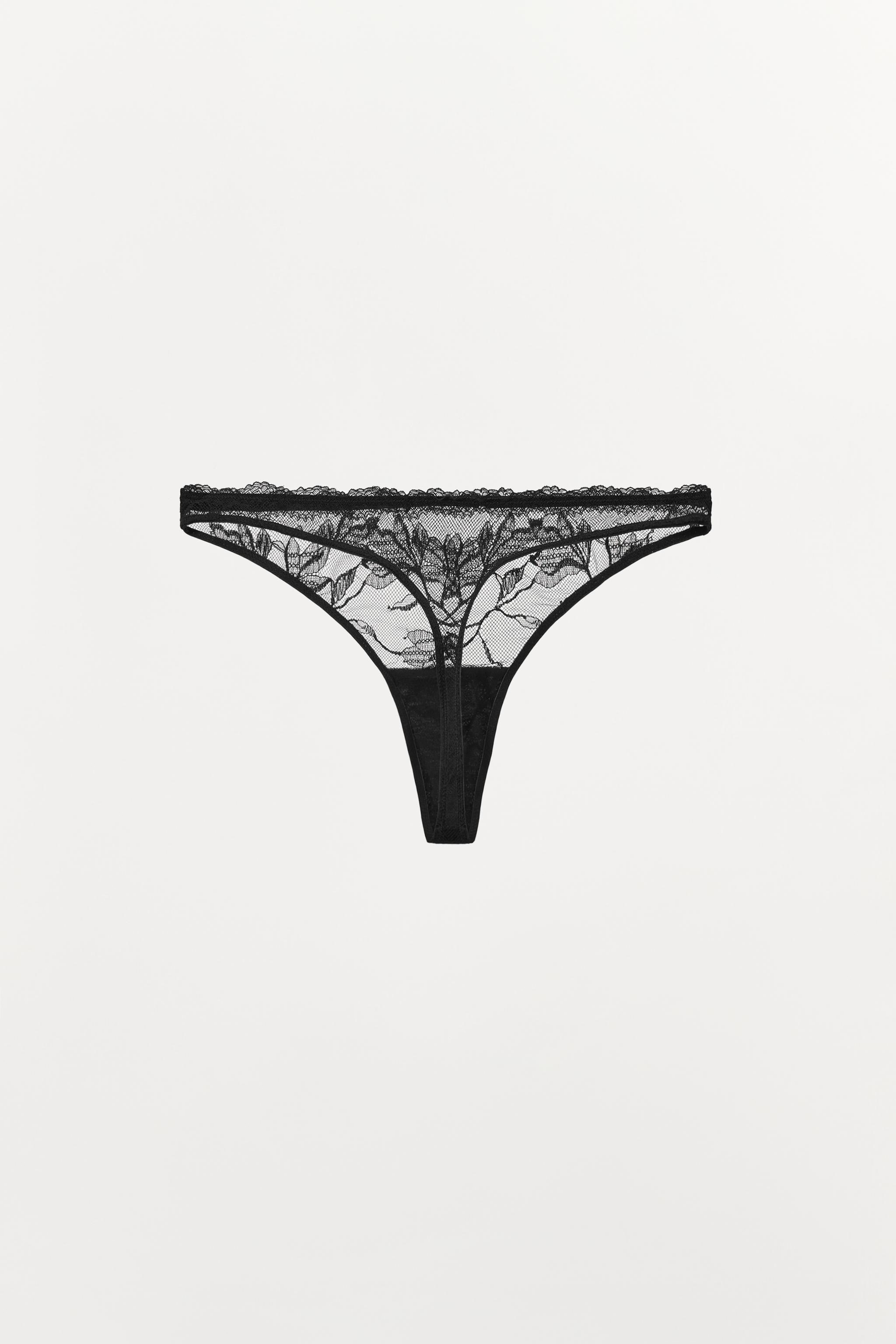 EMBROIDERED FLORAL THONG